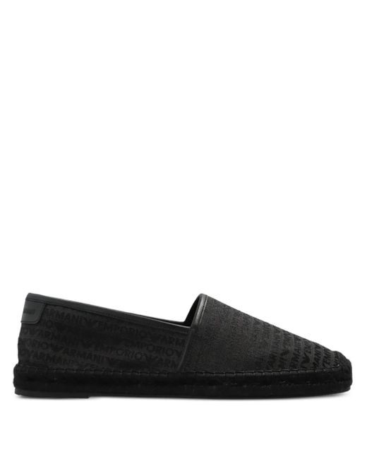Emporio Armani Black Monogram-Jacquard Espadrilles for men