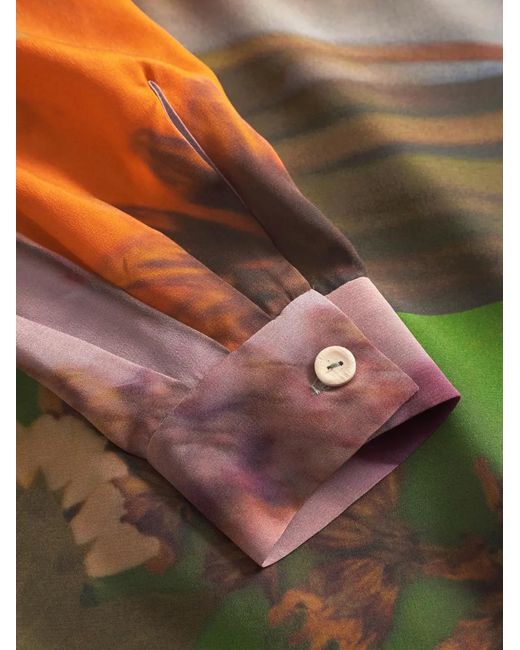 Anntian Orange Printed Long-Sleeve Shirt