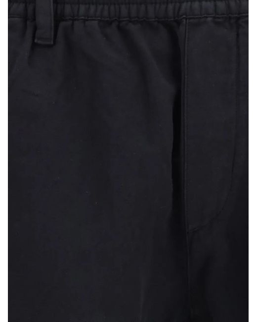 C P Company Blue Cotton And Linen Cargo Pants With Internal Drawstring Waist for men