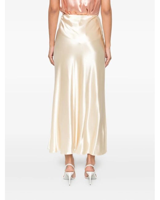 Alberta Ferretti White Satin Midi Skirt