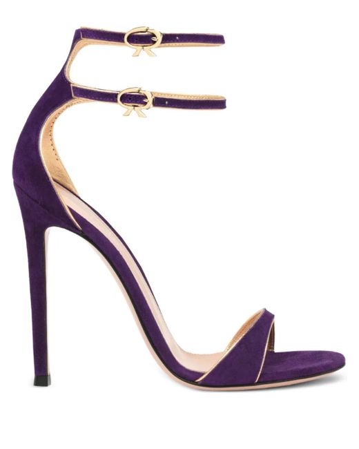 Sandali Victorine Con Doppia Fibbia 115Mm di Gianvito Rossi in Purple