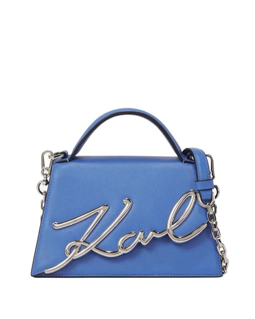 Karl Lagerfeld Blue Small K/Signature Cross Body Bag