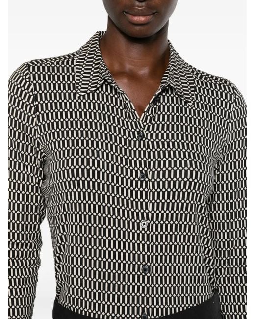 Marc O' Polo Gray Geometric-Pattern Button Shirt