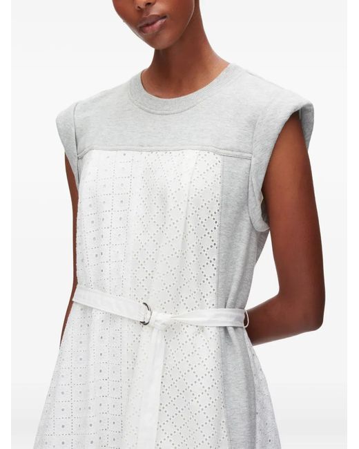 3.1 Phillip Lim White Terry Eyelet Belted Midi Dress