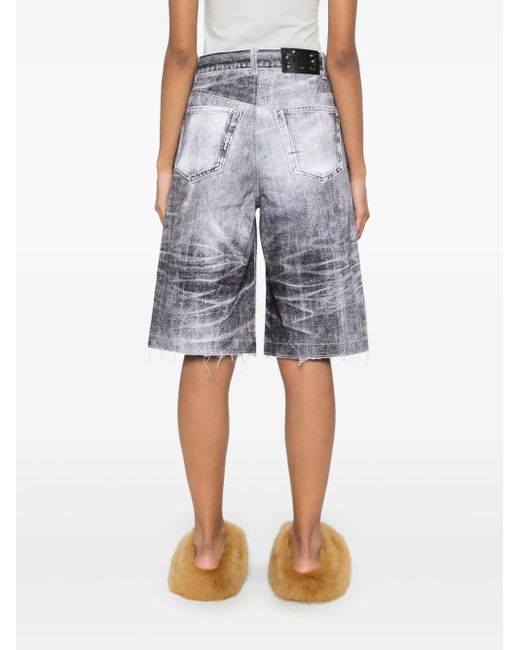 ANDERSSON BELL Gray Lace-Panels Denim Shorts