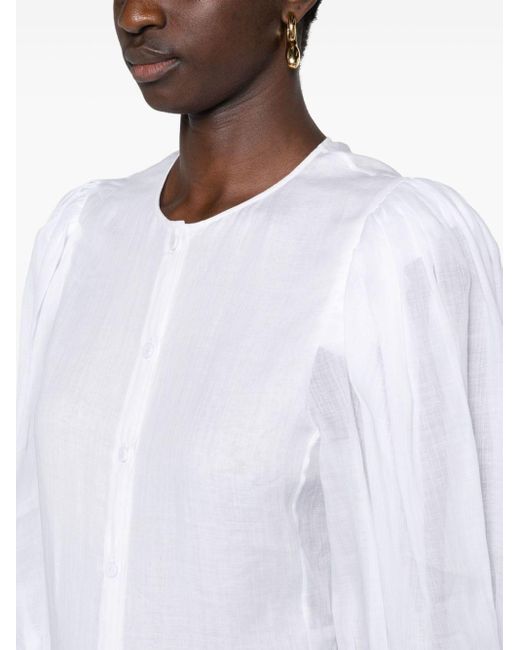 Chloé White Puff-sleeves Ramie Shirt