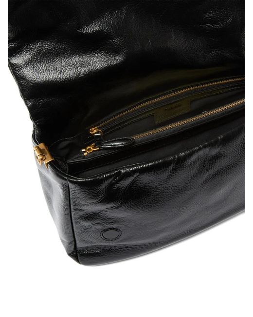 Pinko Black Love Bag Click Soft Horizontal Handle Medium Crossbody Bag