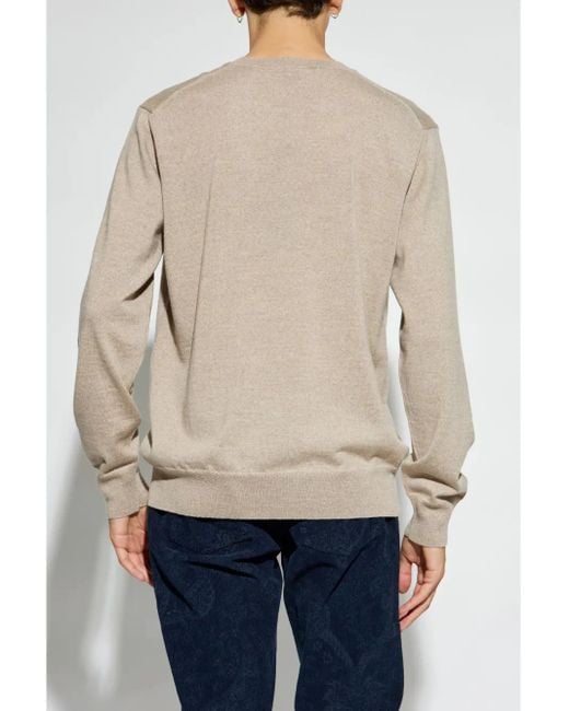 Etro White Wool Jacquard Sweater for men