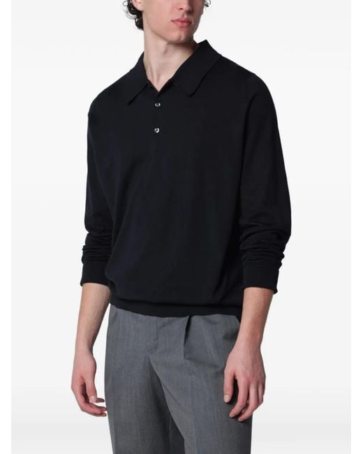 John Smedley Black Finchley Polo Shirt for men