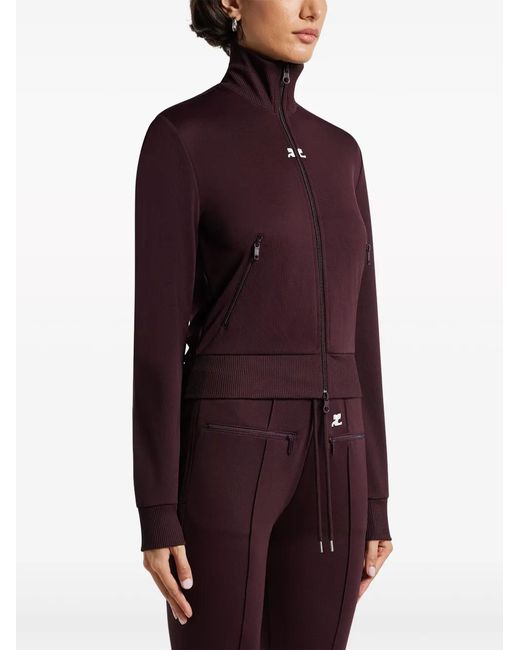 Courreges Purple High-Neck Zip-Up Sweatshirt