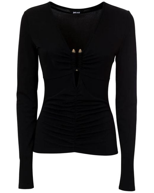 Just Cavalli Black Cut-Out Detailing Top