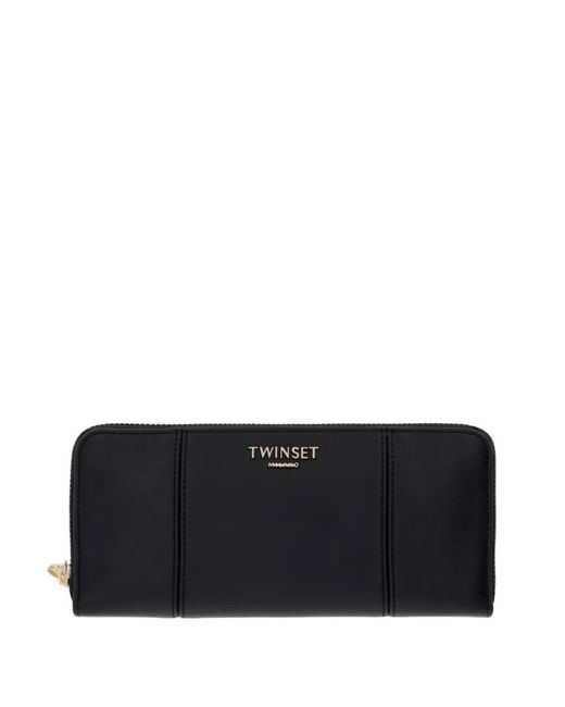 Twinset Black Logo-Plaque Panelled Wallet