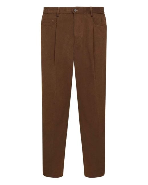 D4.0 Brown Moleskin-Effect Five-Pocket Trousers for men