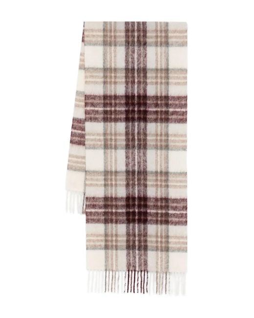 Eleventy White Plaid Fringed Scarf for men