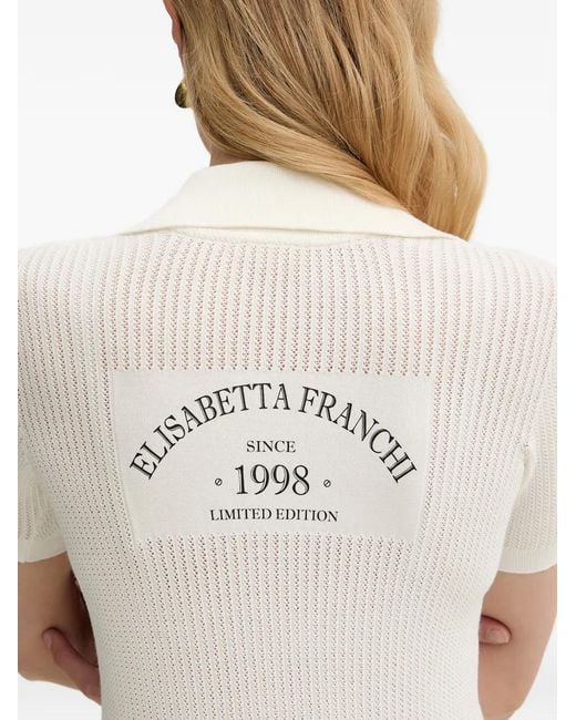 Elisabetta Franchi Blue Logo-Patch Knitted Top