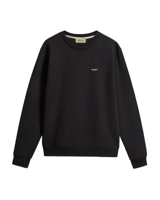 Woolrich Black Logo Crew-Neck Sweater for men