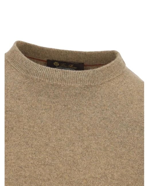Loro Piana Brown Crew-Neck Cashmere Sweater for men