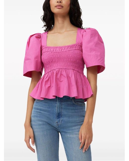 Ganni Pink Bluse aus Bio-Baumwolle