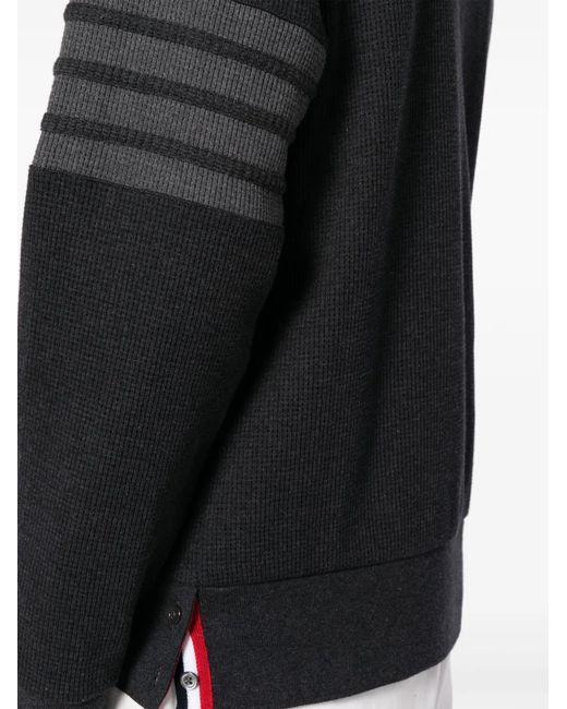 Thom Browne Black 4-Bar Zip Up Hoodie for men