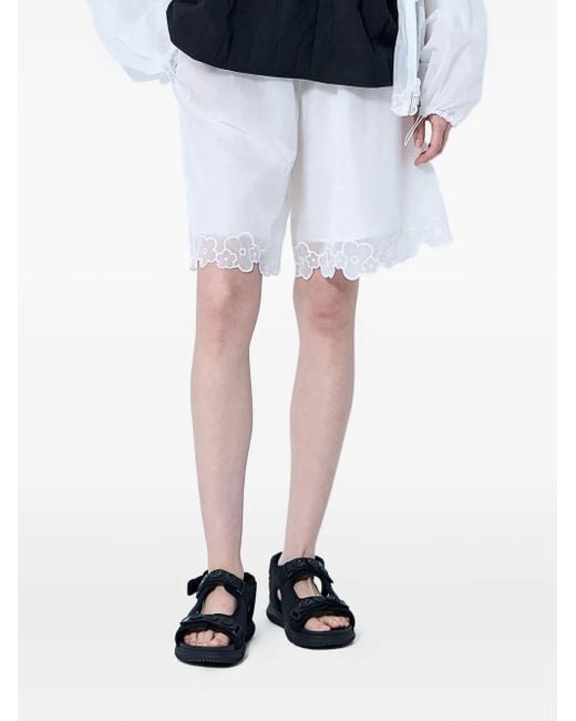 CECILIE BAHNSEN Blue Arya Lace-Trimmed Shorts