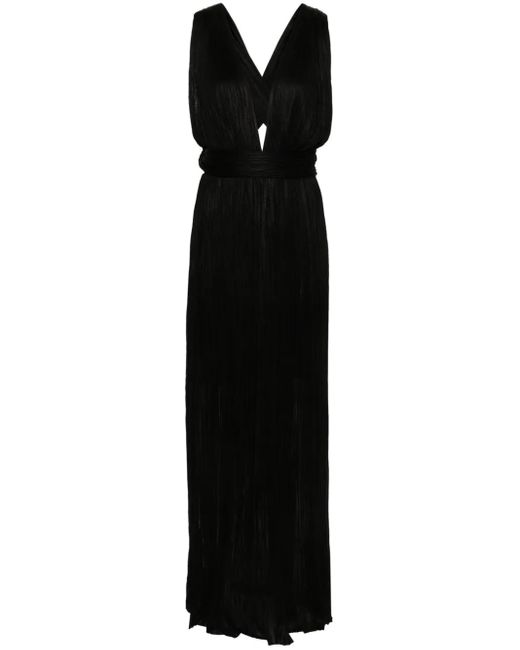 Maria Lucia Hohan Black Kim Plissé Silk Maxi Dress