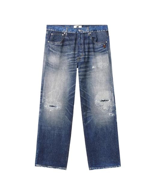 Chocoolate Blue Distressed Faded Jeans for men
