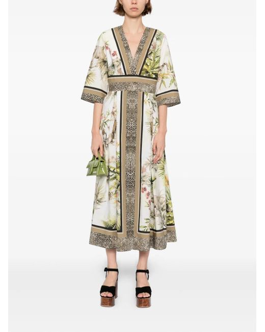 Elie Saab White Savannah-Print Dress
