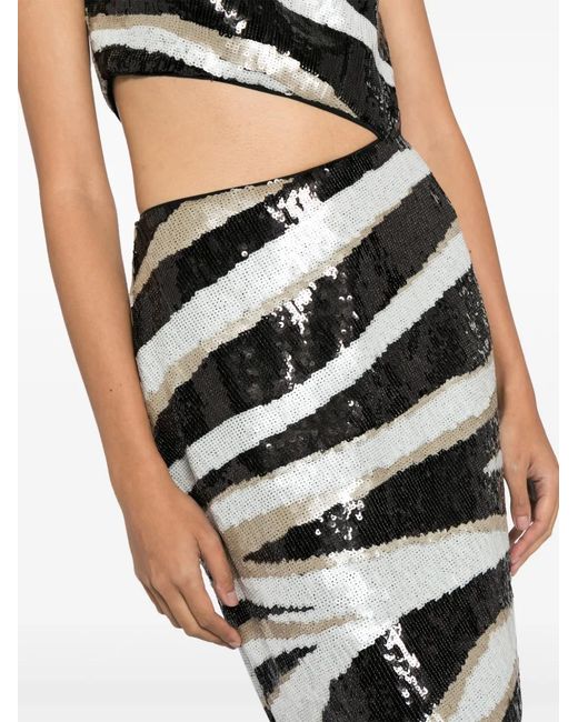 Elie Saab White Asymmetric Sequin Dress