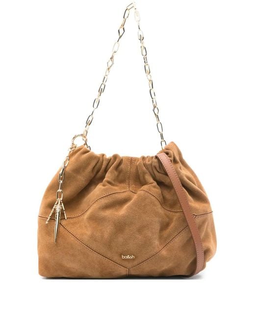 Ba&sh Natural Mini June Suede Tote Bag