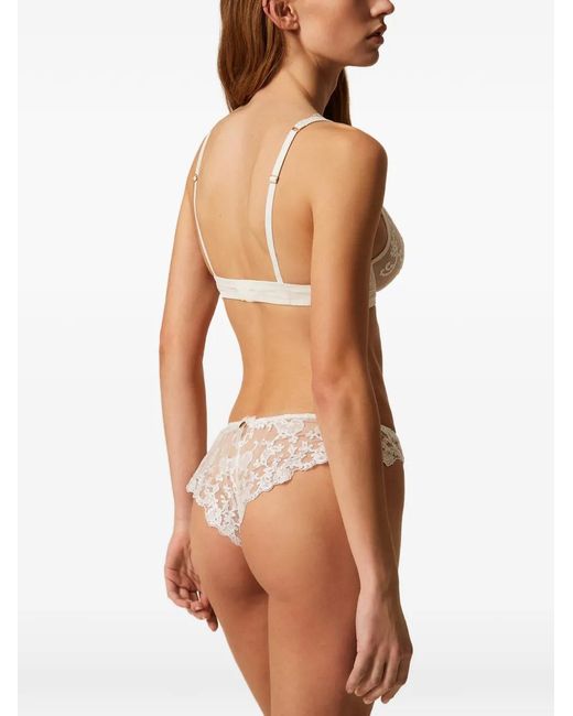 Twinset White Culotte Brésilienne En Tulle À Broderies