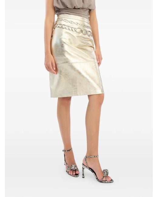 ROTATE BIRGER CHRISTENSEN White Leather Midi Skirt