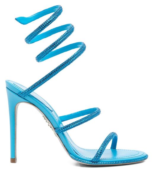 Rene Caovilla Blue 110Mm Crystal-Embellished Spiral-Wrap Sandals