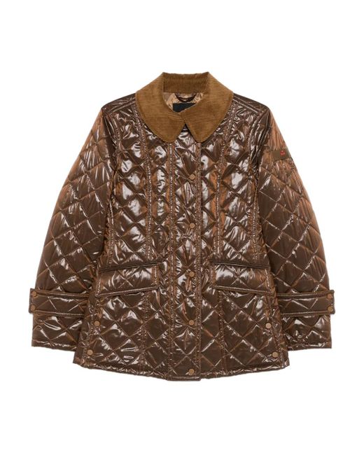 Peuterey Brown Gesteppte Jacke mit Cordkragen