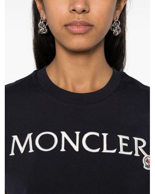 T-shirt girocollo in cotone di Moncler in Black