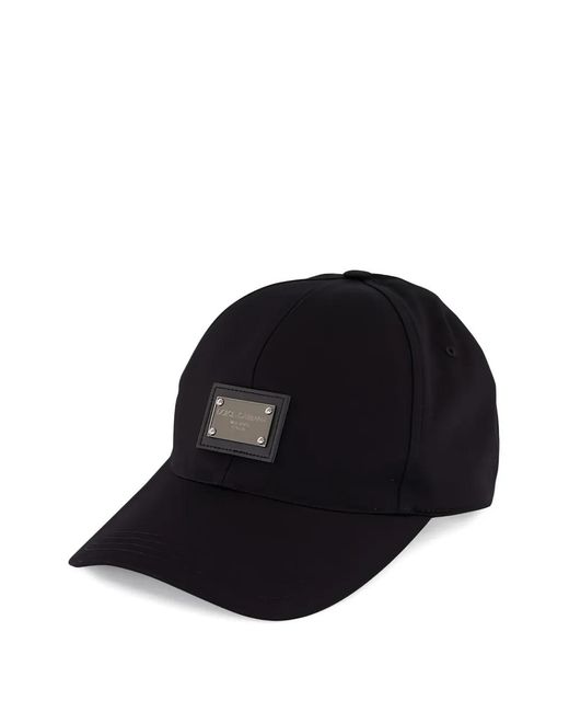 Dolce & Gabbana Black Rapper Logo-Plaque Baseball Cap for men