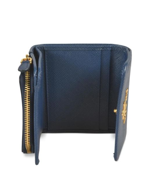 Prada Blue Logo-Plaque Wallet