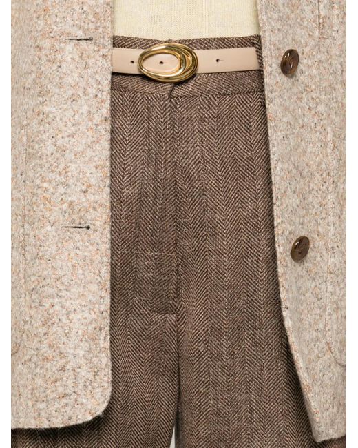 Blazé Milano ヘリンボーン プリーツパンツ Brown