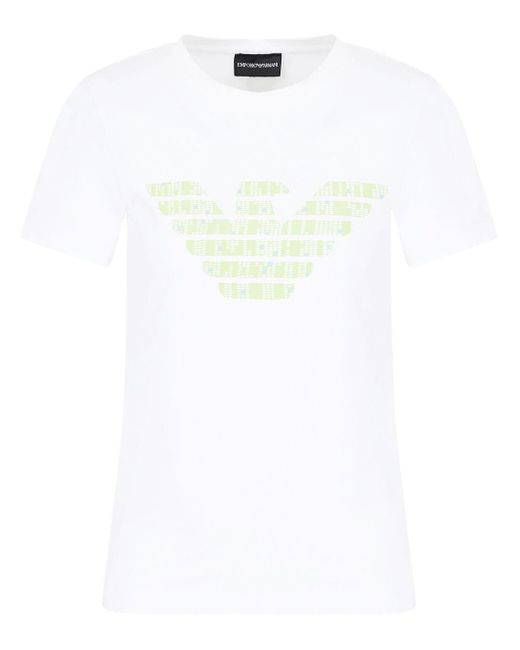 Emporio Armani T-shirt Van Katoenblend Met Logoprint in het White