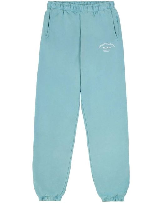 Pantalon De Jogging En Coton À Logo Imprimé Sporty & Rich en coloris Blue