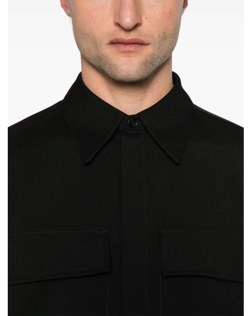 Jil Sander Black Wool Shirt With Pockets for men