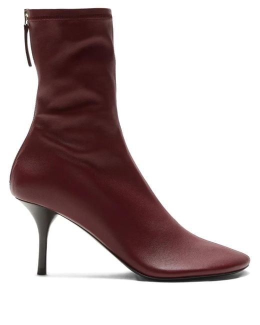 Acne Purple 75Mm Zip Leather Boots