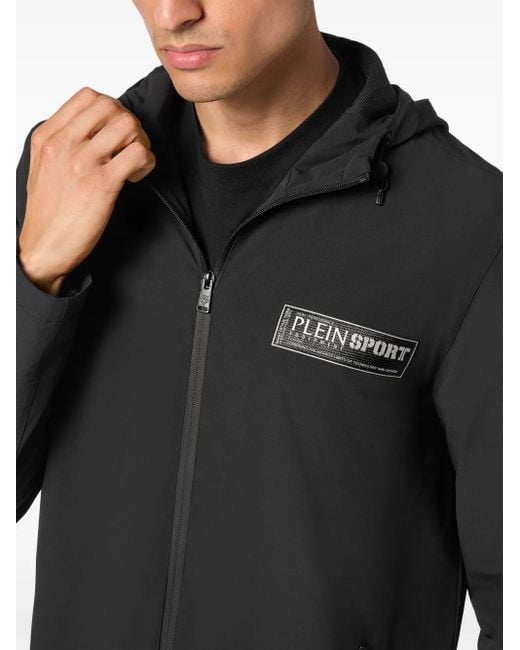 Philipp Plein Black K-Way Hooded Jacket for men