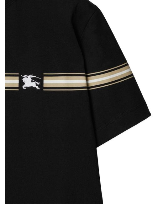 Burberry Black Striped-detail Cotton T-shirt for men