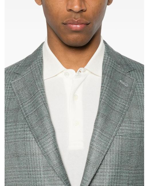 Canali Blue Blazer À Carreaux for men