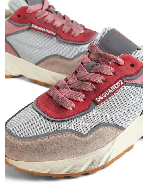 DSquared² Pink Distressed-Finish Sneakers