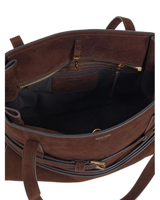 Moschino Tie Me スエード ハンドバッグ Brown