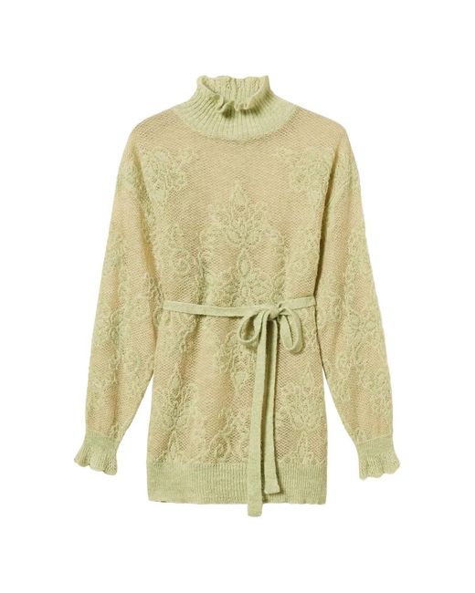 Twinset Green Jacquard Alpaca Blend Maxi Jumper