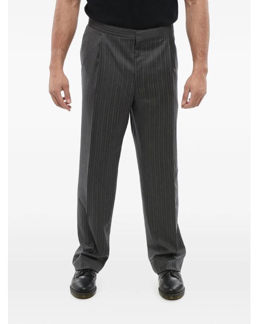 Corneliani Black Mantua Pinstripe-Pattern Trousers for men