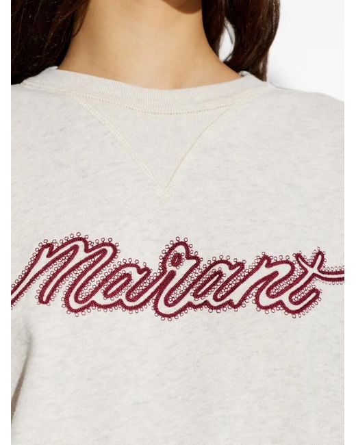Isabel Marant White Rise Logo-Embroidered Sweatshirt