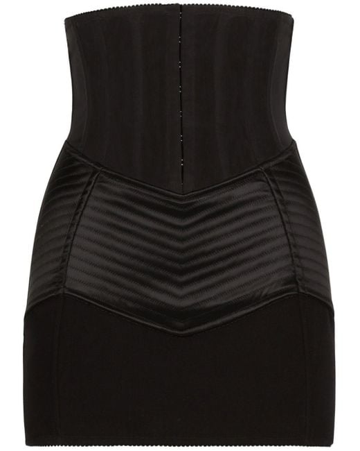 Dolce & Gabbana Black Bustier-waist Ruched Miniskirt